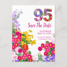 95e verjaardag bloemenmodern Save The Date
