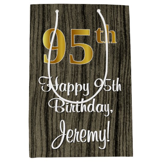 95e verjaardag: Elegant Faux Gold Look #, Faux Woo Medium Cadeauzakje (Voorkant)