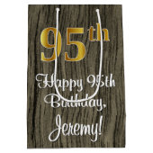 95e verjaardag: Elegant Faux Gold Look #, Faux Woo Medium Cadeauzakje (Achterkant)