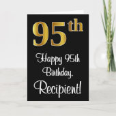 95e verjaardag ~ Elegant Luxe Faux Gold Look # Kaart (Voorkant)