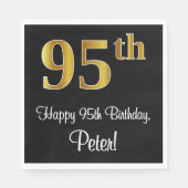 95e verjaardag ~ Elegant Luxe Faux Gold Look # Servet (Voorkant)