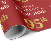 95e verjaardag: Elegant, rood, Faux Gold look Cadeaupapier (Rol Hoek)