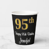 95e verjaardag - Elegante luxe faux gouden look # Papieren Bekers (Achterkant)