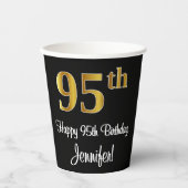 95e verjaardag - Elegante luxe faux gouden look # Papieren Bekers (Voorkant)