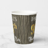 95e verjaardag — Faux Gold & Faux Wood Papieren Bekers (Rechts)