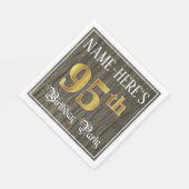 95e verjaardag — Faux Gold & Faux Wood Servet (Hoek)