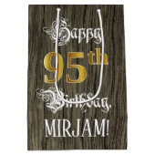 95e verjaardag: Faux Gold look & Faux Wood Pattern Medium Cadeauzakje (Achterkant)