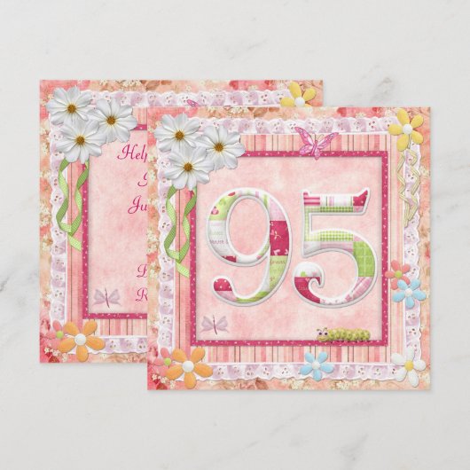 95e verjaardag feest scrapbooking stijl kaart (Voorkant / Achterkant)