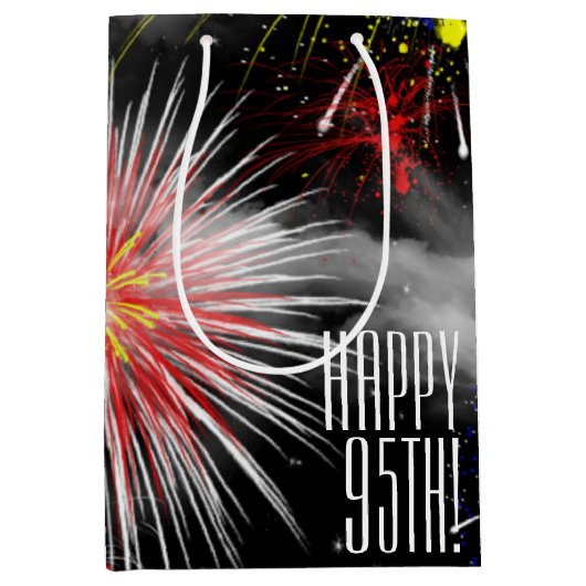 95e verjaardag Fireworks in Clouds Medium Gift Bag Medium Cadeauzakje (Voorkant)
