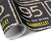 95e verjaardag: Floral Flowers Number, Custom Name Cadeaupapier (Rol Hoek)