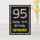 95e verjaardag: Floral Flowers Number, Custom Name Kaart (Gele Bloem)