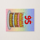 95e verjaardag: Fun Cake and Candles + Custom Name Legpuzzel (Horizontaal)