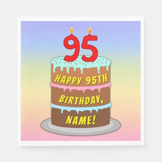 95e verjaardag: Fun Cake and Candles + Custom Name Servet (Voorkant)