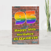 95e verjaardag: Fun Graffiti-geïnspireerde regenbo Kaart (Voorkant)