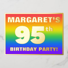 95e verjaardag: Fun, kleurrijk regenboogpatroon Folie Uitnodiging