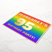 95e verjaardag: Fun, kleurrijk regenboogpatroon Folie Uitnodiging (Gedraaid)