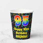 95e verjaardag: Fun Muzieknoten Pattern, Rainbow 9 Papieren Bekers (Achterkant)