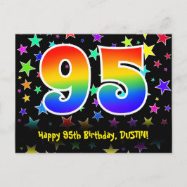 95e Verjaardag: Fun Stars Patroon, Regenboog 95, N Briefkaart