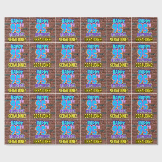 95e verjaardag: Fun, Urban Graffiti geïnspireerd K Cadeaupapier (Vlak)