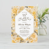 95e verjaardag Geel Rose Bloemenfeest Kaart (Staand voorkant)