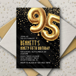 95e verjaardag Gold Black Invitation Kaart
