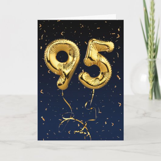 95e verjaardag Gold Mylar ballon en Confetti Card Kaart (Voorkant)