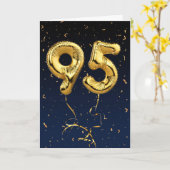 95e verjaardag Gold Mylar ballon en Confetti Card Kaart (Gele Bloem)