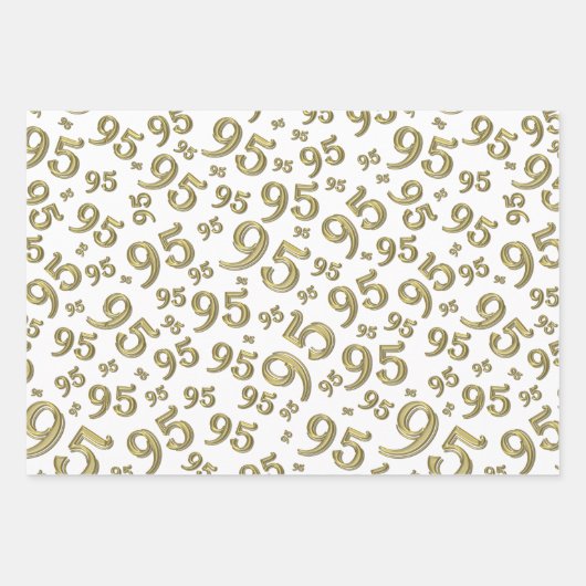 95e verjaardag Gold & White Number Pattern 95 Inpakpapier Vel (Voorkant)