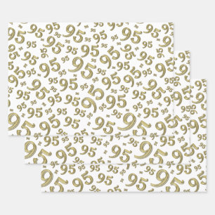 95e verjaardag Gold & White Number Pattern 95  Inpakpapier Vel