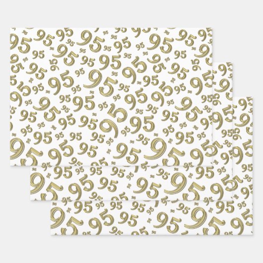 95e verjaardag Gold & White Number Pattern 95 Inpakpapier Vel (Set)