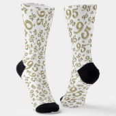 95e verjaardag Gold/White Random Number Pattern Sokken (Gebogen)