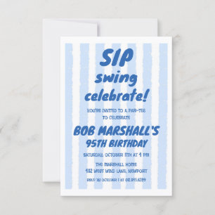 95e verjaardag Golf Vet Blauwe Typografie Strepen Kaart