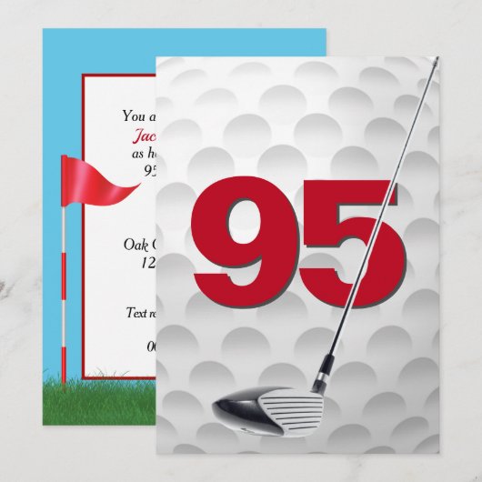 95e verjaardag golfthema kaart (Voorkant / Achterkant)