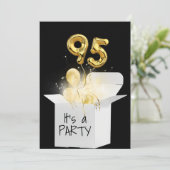 95e verjaardag goudballonnen in witte doos kaart (Staand voorkant)