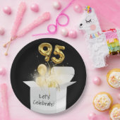 95e verjaardag goudballonnen in witte doos papieren bordje (Feest)