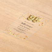 95e verjaardag gouden sterren helder acryl uitnodigingen (Laagn)