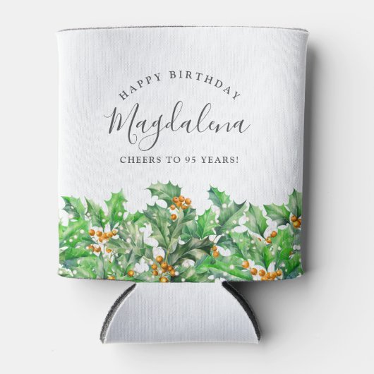 95e Verjaardag Holly December Geboorte Bloem Custo Blikjeskoeler (Voorkant)