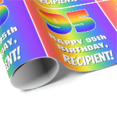 95e verjaardag: kleurrijk, vun regenboogpatroon # cadeaupapier (Rol Hoek)