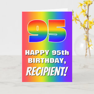 95e verjaardag: kleurrijk, vun regenboogpatroon #  kaart