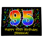 95e verjaardag - kleurrijke muzieksymbolen, Rainbo Groot Cadeauzakje (Voorkant)