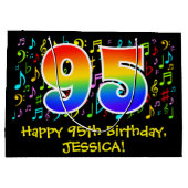 95e verjaardag - kleurrijke muzieksymbolen, Rainbo Groot Cadeauzakje (Achterkant)