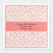 95e Verjaardag Koel Nummer Patroon Koraal/Wit Servet (Voorkant)