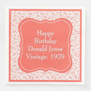 95e verjaardag Koraal/Witte Haak Nummer Patroon Servet