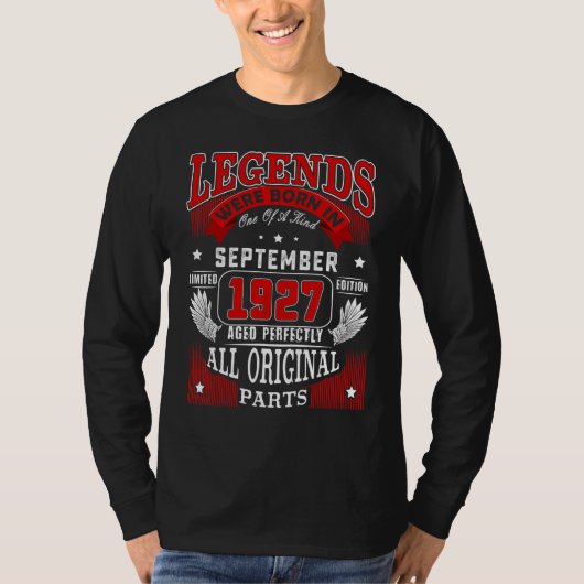 95e verjaardag Legends geboren in september 1927 9 T-shirt (Voorkant)