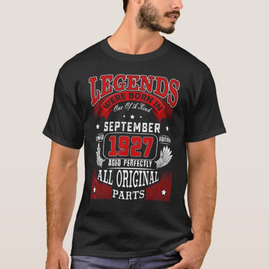 95e verjaardag Legends geboren in september 1927 9 T-shirt (Voorkant)