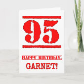 95e verjaardag: Leuk, Rood Rubber Stamp Geïnspiree Kaart (Voorkant)