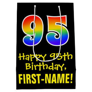 95e verjaardag: leuk, vet, kleurrijk, regenboog "9 medium cadeauzakje