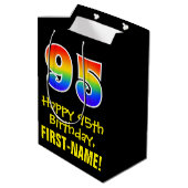 95e verjaardag: leuk, vet, kleurrijk, regenboog "9 medium cadeauzakje (Achterkant Gekanteld)