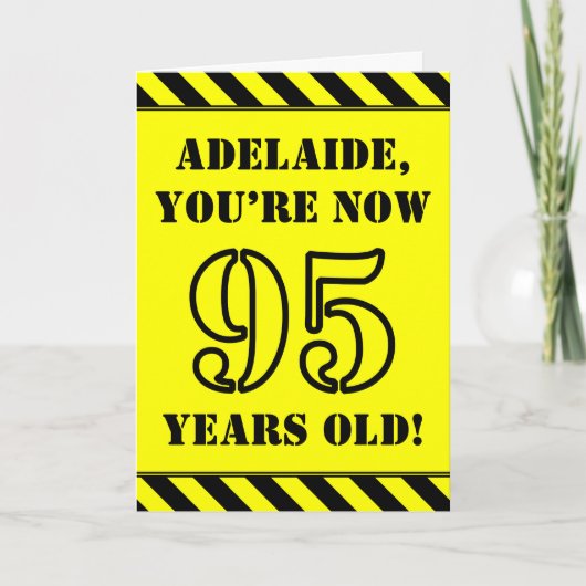 95e verjaardag: Leuke stencil stijl tekst, aangepa Kaart (Voorkant)