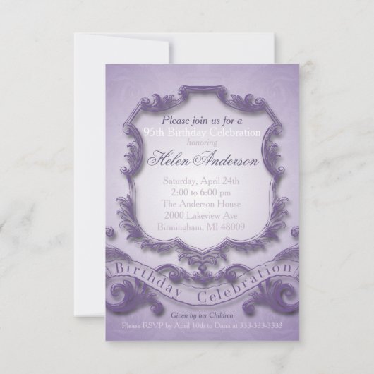 95e verjaardag  Lijst Kaart (Achterkant)